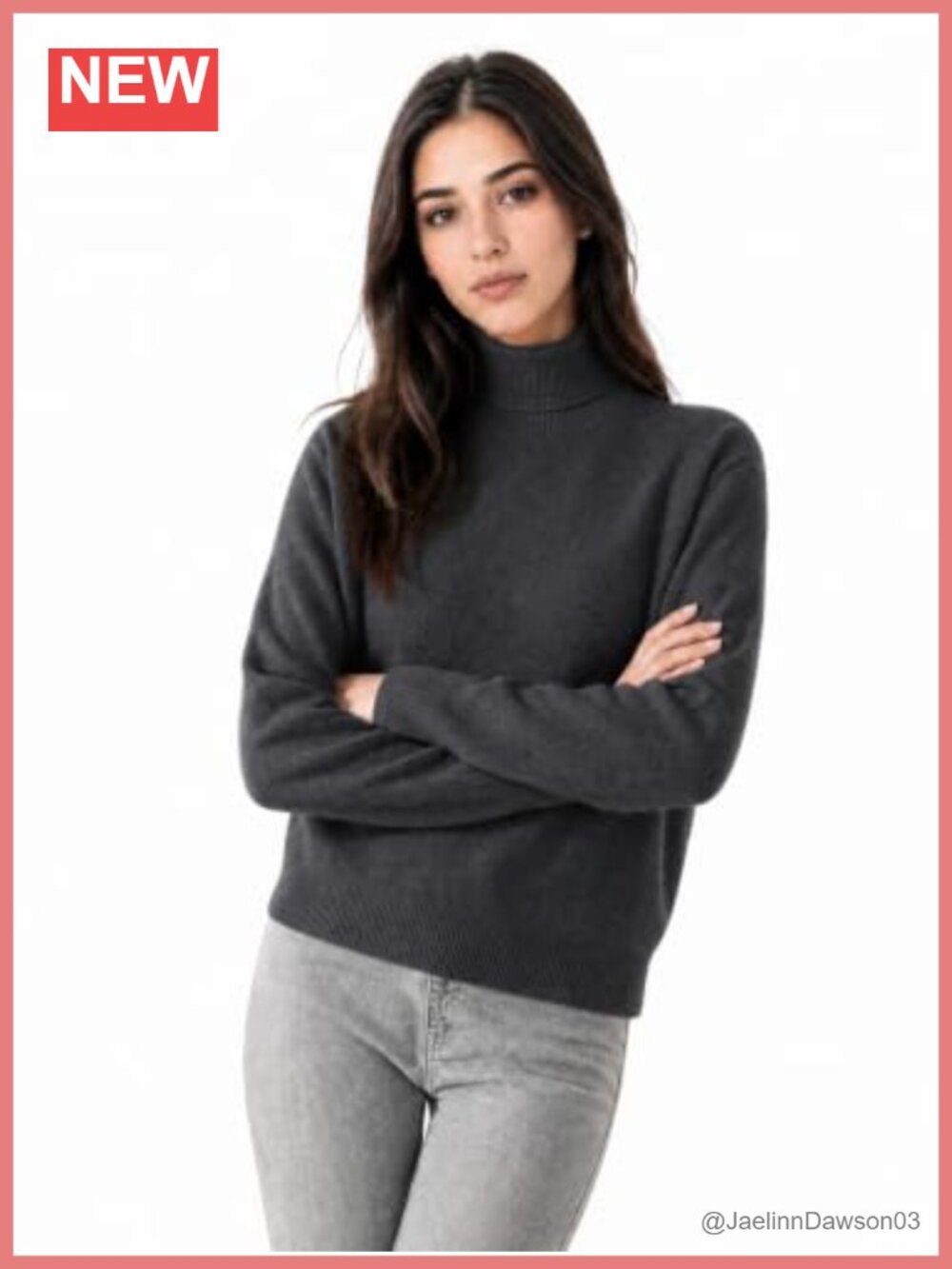 100% Pure Cashmere Turtleneck Long Sleeve Knit Pullover Sweater